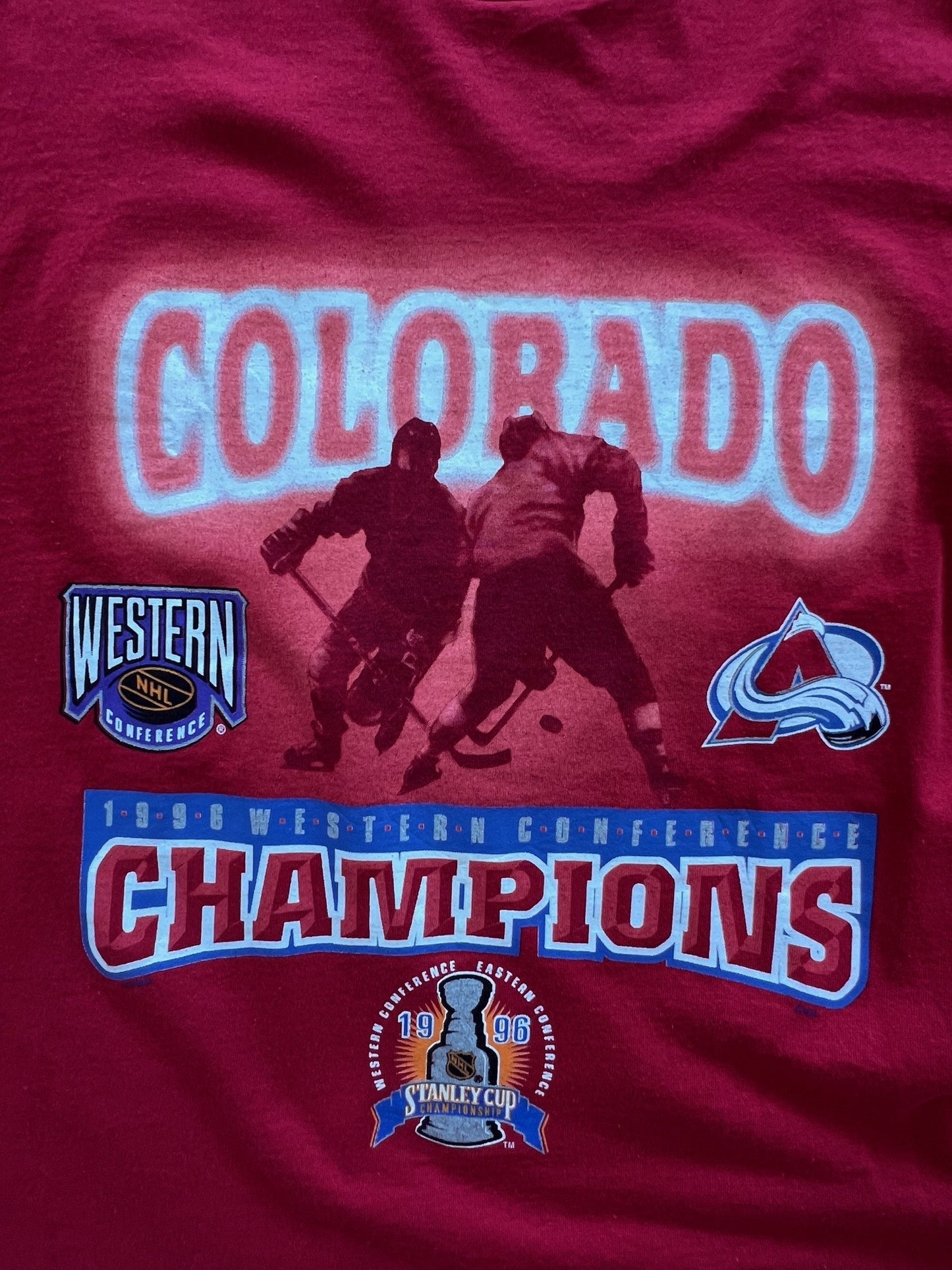 1996 Colorado Avalanche Western Conference Champions tee (OS L)